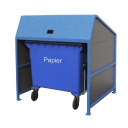 eurokraft pro Abri pour poubelles, fermé des 3 côtés, coloris cadre bleu
