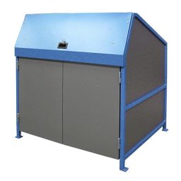 eurokraft pro Abri pour poubelles, fermé des 4 côtés, avec portes, coloris cadre bleu