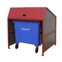 eurokraft pro Abri pour poubelles, fermé des 3 côtés, coloris cadre rouge