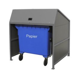 eurokraft pro Abri pour poubelles, fermé des 3 côtés, coloris cadre gris