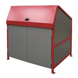 eurokraft pro Abri pour poubelles, fermé des 4 côtés, avec portes, coloris cadre rouge