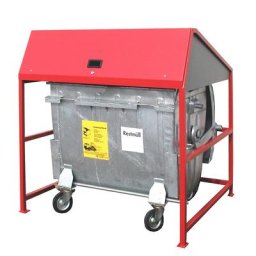 eurokraft pro Abri pour poubelles, version ouverte, coloris cadre rouge