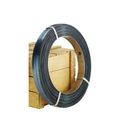 Feuillard en acier, pour dévidoir, rouleau trancanné, ciré et bleui, largeur feuillard 16 mm