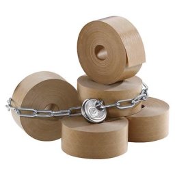 Bande kraft gommée, kraft de sécurité renforcé de fils en losange, lot de 6 rouleaux, brun, largeur 70 mm