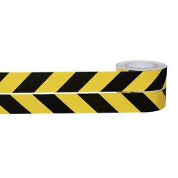 Signalisation de sécurité adhésive, rétro-réfléchissant, lot de 2 rouleaux, noir-jaune