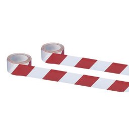 Bande adhésive de signalisation, coloris rouge / blanc, lot de 2 rouleaux