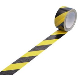 eurokraft basic Bandes adhésives de prévention, diverses impressions, lot de 36 rouleaux, noir/jaune, largeur 50 mm