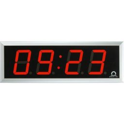 Horloge numérique à diodes LED, h x l x p 118 x 333 x 39 mm, argent, diode rouge