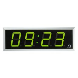 Horloge numérique à diodes LED, h x l x p 118 x 333 x 39 mm, argent, diode verte