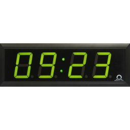 Horloge numérique à diodes LED, h x l x p 118 x 333 x 39 mm, noir, diode verte