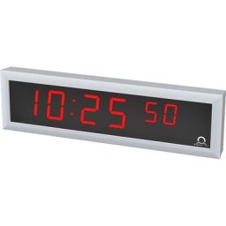 Horloge numérique à diodes LED, h x l x p 118 x 423 x 39 mm, argent, diode rouge