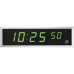 Horloge numérique à diodes LED, h x l x p 118 x 423 x 39 mm, argent, diode verte