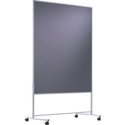 eurokraft basic Tableau de conférence mobile, revêtement textile, l x h 1200 x 1500 mm, gris