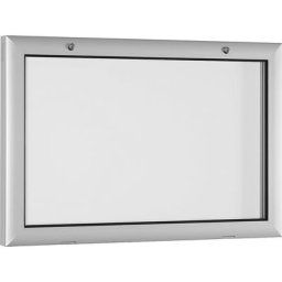 Vitrine d'affichage pour l'intérieur et l'extérieur, ouverture porte 180° vers le bas, pour format A2, paroi arrière blanc pur RAL 9010