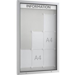 Vitrine d'affichage à porte battante, pour l'extérieur, cadre rectangulaire, 9 x format A4
