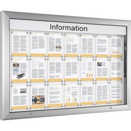 Vitrine d'affichage pour l'intérieur et l'extérieur, format horizontal, format extra-grand, l x h 1600 x 1025 mm, porte ouvrant à 90° vers le haut, coloris paroi arrière blanc pur