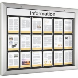 Vitrine d'affichage pour l'intérieur et l'extérieur, format horizontal, pour format A0, porte ouvrant à 180° vers le bas