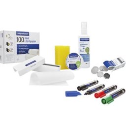 magnetoplan Kit d'accessoires pour tableau blanc, LARGE, crayons, aimants, nettoyant