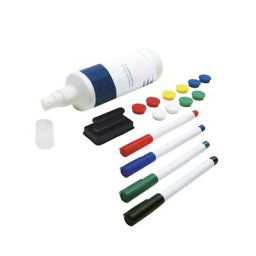 Kit d'accessoires, pour tableau blanc, 10 plots magnétiques, 4 marqueurs, 1 effaceur à sec, 1 nettoyant