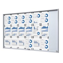 eurokraft pro Vitrine d'affichage à portes coulissantes, l x h x p ext. 1566 x 947 x 50 mm, fond métallique