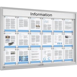 Vitrine à portes coulissantes, pour 18 x format A4, blanc pur