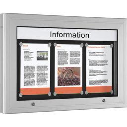 Vitrine d'affichage, ouverture porte 90° vers le haut, pour format A2, paroi arrière anthracite