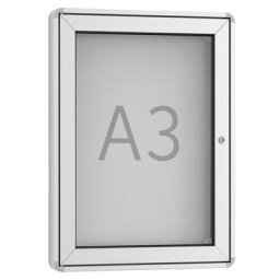 Vitrine d'affichage à porte pivotante, 1 x format A3, cadre à angles arrondis