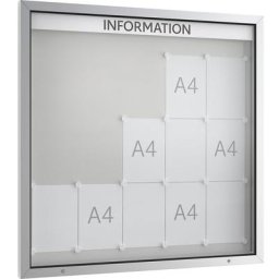 Vitrine d'affichage à porte battante, pour l'extérieur, cadre rectangulaire, 15 x format A4