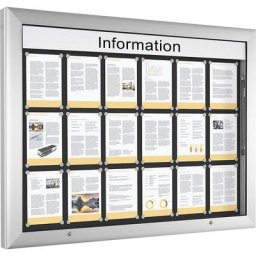 Vitrine d'affichage pour l'intérieur et l'extérieur, format horizontal, pour format A0, porte ouvrant à 90° vers le haut, coloris paroi arrière anthracite
