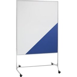 eurokraft basic Tableau de conférence mobile, habillage tissu / tableau blanc, l x h 1200 x 1500 mm, bleu