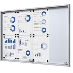eurokraft pro Vitrine d'affichage à portes coulissantes, l x h x p ext. 906 x 640 x 50 mm, fond métallique