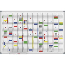 MAUL Planning annuel 12 mois, avec kit d'accessoires, hauteur 900 mm, acier, largeur 600 mm