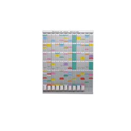 Planning annuel avec fiches en T, 12 modules de 54 fentes chacun, avec 1000 fiches en T de 10 couleurs différentes