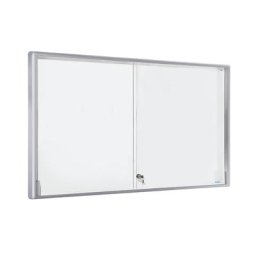 eurokraft pro Vitrine d'affichage avec cadre alu et portes coulissantes, 21 x format A4, l x h x p 1540 x 970 x 50 mm, cadre à angles arrondis