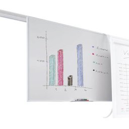 Tableau blanc pour système de rails doubles, tôle d'acier émaillée, l x h 1200 x 900 mm