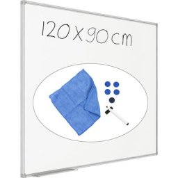 eurokraft basic Kit tableau blanc avec accessoires, tôle d'acier laquée, l x h 1200 x 900 mm