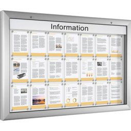 Vitrine d'affichage, pour 21 x format A4, blanc pur, ouverture 180° vers le bas