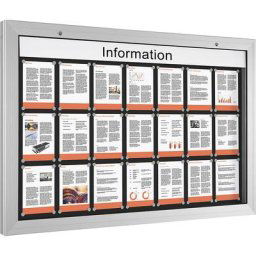 Vitrine d'affichage, ouverture porte 180° vers le bas, grand format