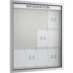 Vitrine d'affichage à porte battante, pour l'extérieur, cadre rectangulaire, 12 x format A4