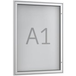 Vitrine d'affichage à porte pivotante, 1 x format A1, cadre à angles droits