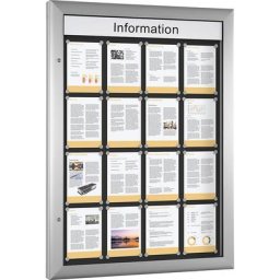 Vitrine d'affichage pour l'intérieur et l'extérieur, format vertical, pour format A0, porte ouvrant à 180° vers la droite
