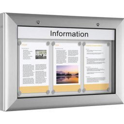 Vitrine d'affichage, pour 3 x format A4, blanc pur, ouverture 180° vers le bas
