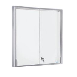 eurokraft pro Vitrine d'affichage avec cadre alu et portes coulissantes, 12 x format A4, l x h x p 910 x 970 x 50 mm, cadre à angles arrondis