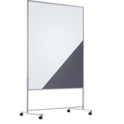 eurokraft basic Tableau de conférence mobile, habillage tissu / tableau blanc, l x h 1200 x 1500 mm, gris