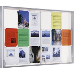 eurokraft pro Vitrine d'affichage avec cadre alu et portes coulissantes, 8 x format A4, l x h x p 910 x 670 x 50 mm, cadre à angles arrondis