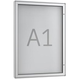Vitrine d'affichage à porte pivotante, 1 x format A1, cadre à angles arrondis