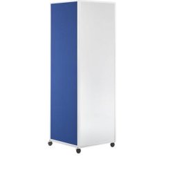 eurokraft basic Colonne info mobile, avec 4 roulettes pivotantes doubles avec freins, tissu bleu, tableau blanc