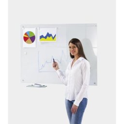 Kit complet tableau blanc en verre, surface en verre, blanc, l x h 1500 x 1000 mm