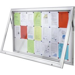 eurokraft pro Vitrine d'affichage à cadre aluminium, pour l'intérieur et l'extérieur, avec porte ouvrant vers le haut, l x h ext. 1685 x 1067 mm, capacité 21 feuilles A4