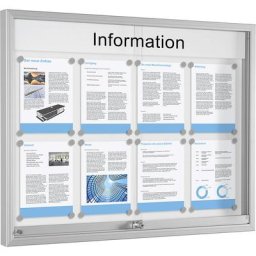 Vitrine à portes coulissantes, pour 8 x format A4, blanc pur